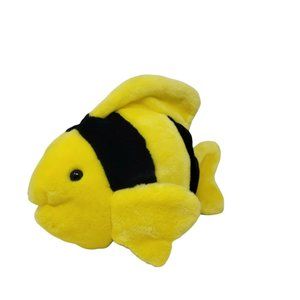 TY Beanie Buddies BUBBLES The FISH Yellow & Black 10" Plush Stuffed Animal